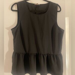 Silky Black Peplum Tank